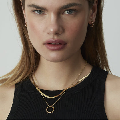 Gold Karma Necklace with Bead Chain
